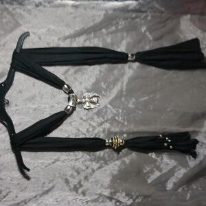 Black Scarf with Silver Accents And Angel